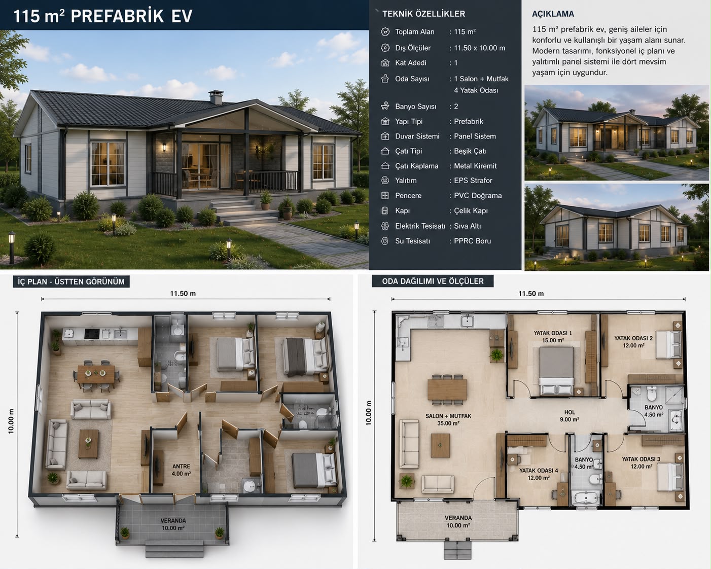 100M2 3+1 PREFABRİK EV