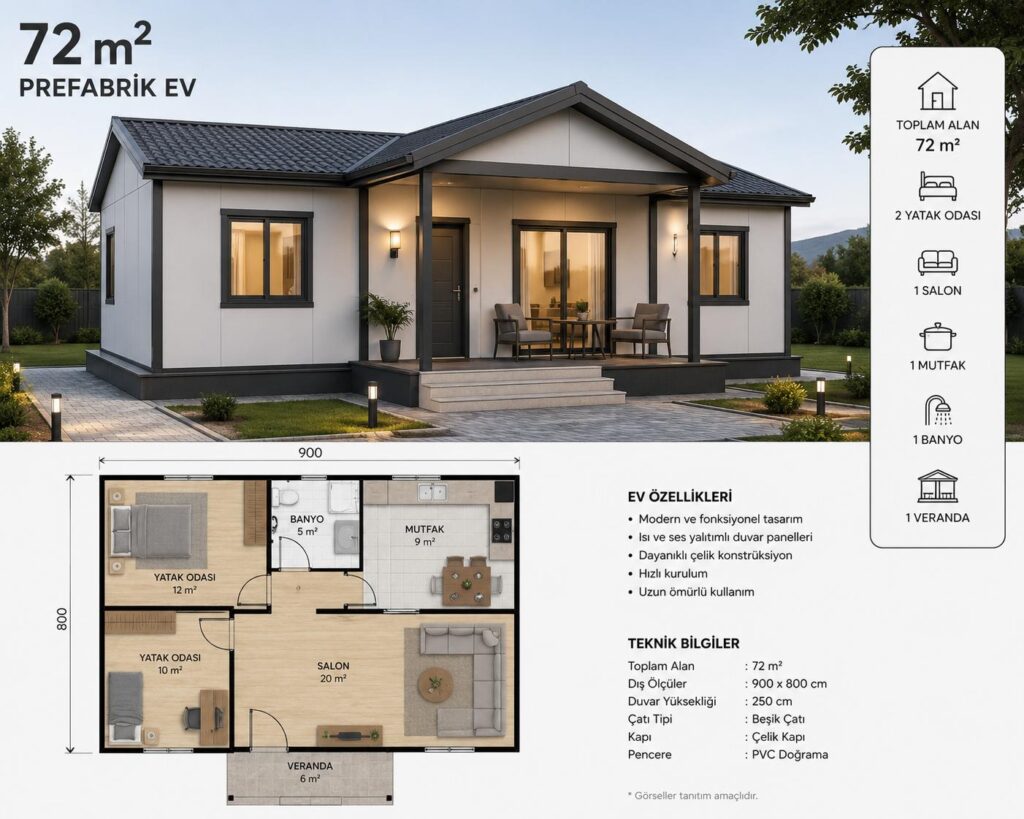 2+1 prefabrik ev fiyatları