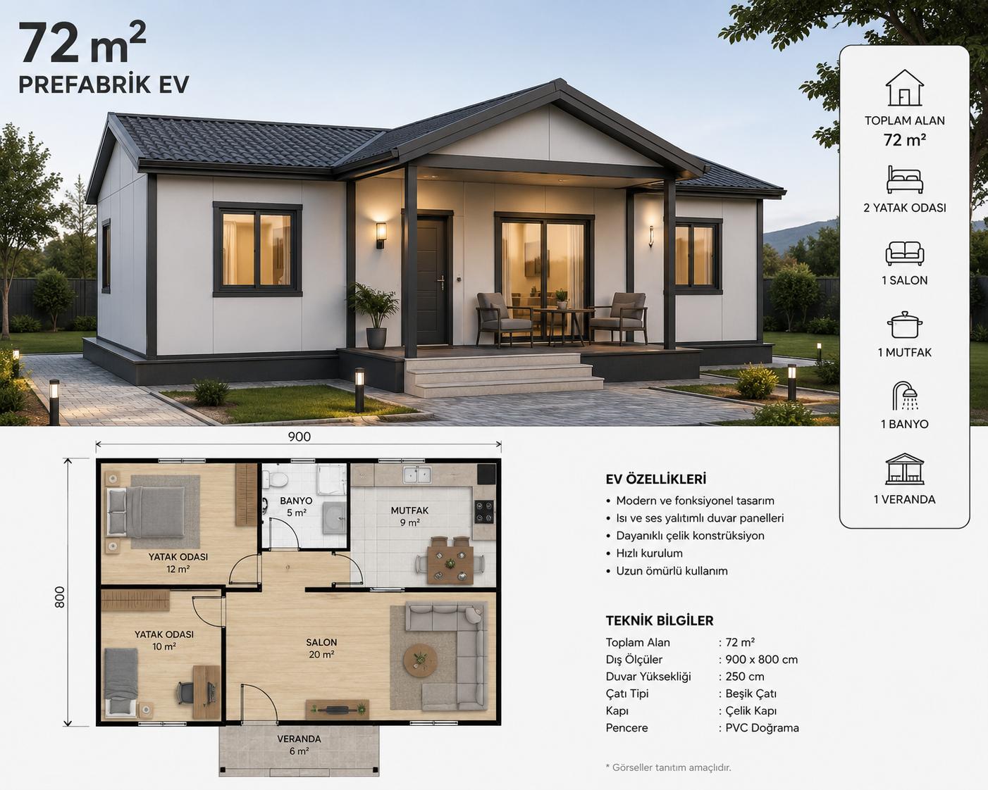 2+1 prefabrik ev fiyatları
